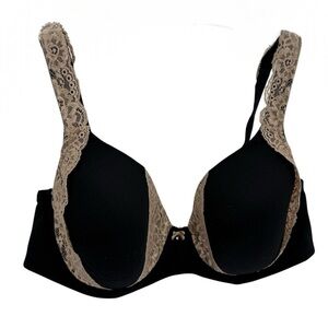 Soma Womens Full Coverage Embraceable Bra Size 40D Underwired Black Lace Trim